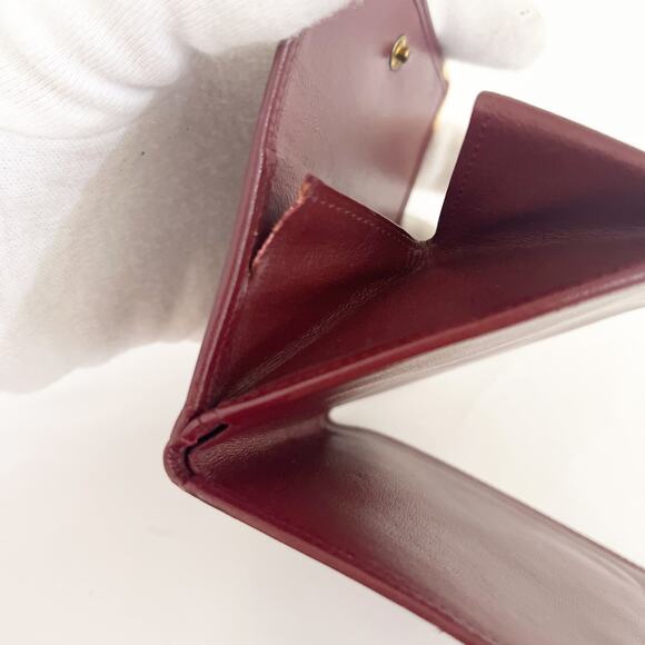 Must de Cartier Bifold Wallet Bordeaux Calfskin Leather Gold Tone - Picture 8 of 10
